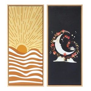 Wild Sage Sun and Moon Canvas picture set